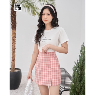 Chân váy nữ caro trơn dáng chữ A khóa lưng xẻ trước Twentyfive 3811