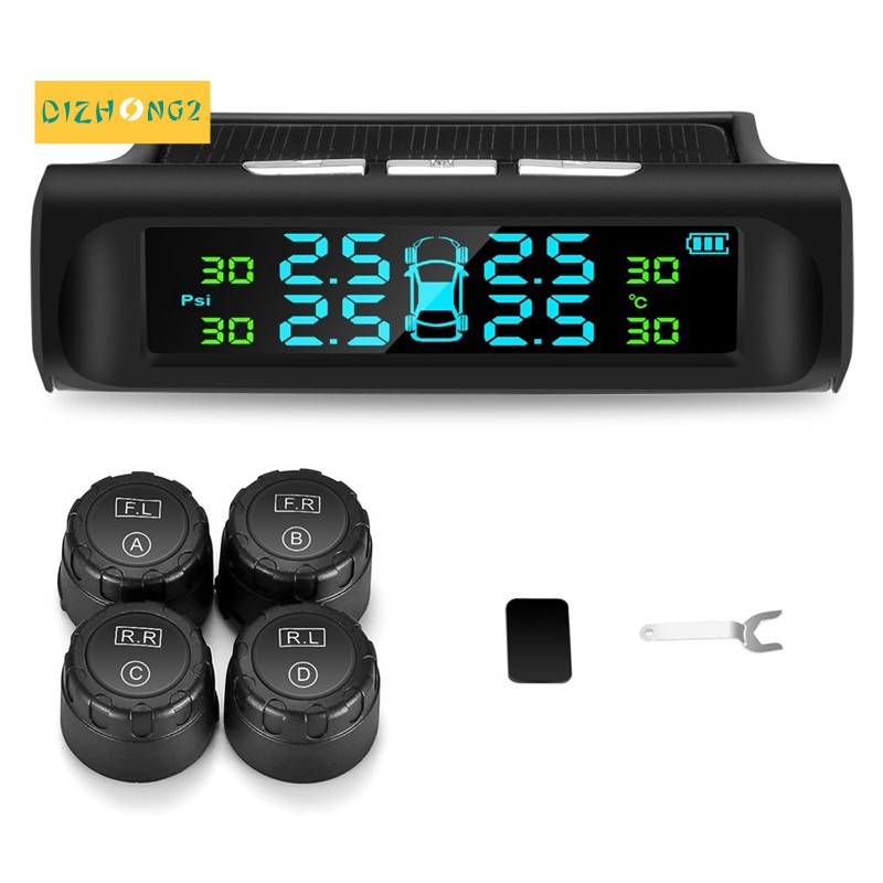 Solar Tpms Car Monitoring 4 External Automatic Alarm System Tire Pressure Temperature Warning