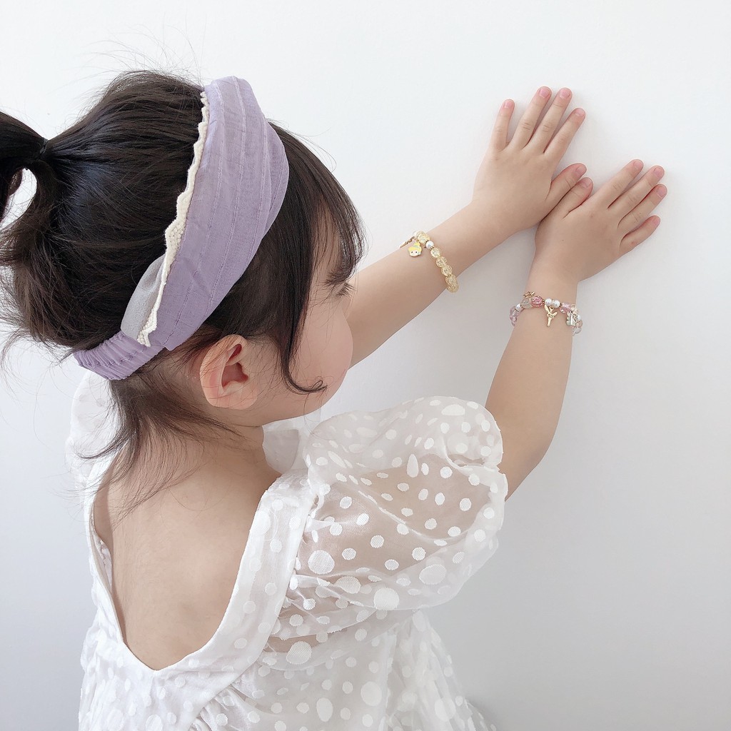 Vòng đeo tay đính đá pha lê họa tiết hoạt hình nhiều màu sắc phong cách Hàn Quốc độc đáo cho bé