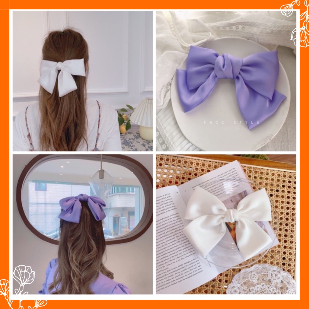 Kẹp nơ satin lụa handmade.