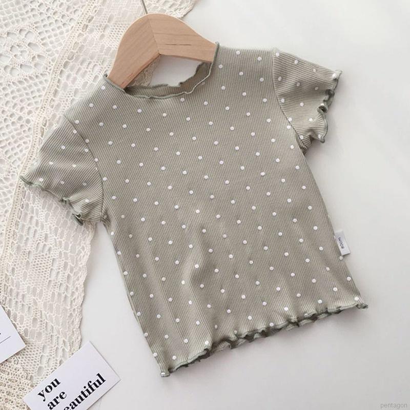 Bộ Đồ Ngủ Ngắn Tay Họa Tiết Chấm Bi Thời Trang Mùa Hè Cho Bé Gái