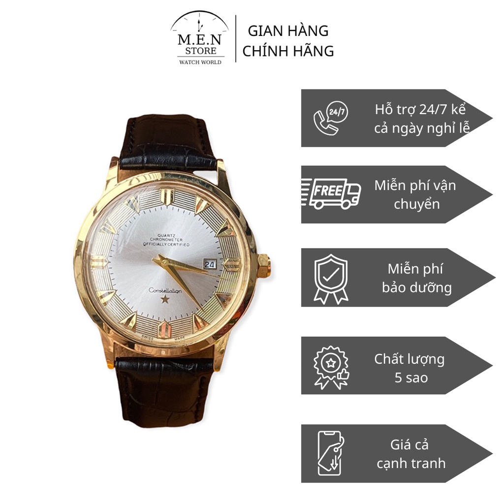 Đồng hồ nam 40mm máy Pin kim trôi dây da thời trang