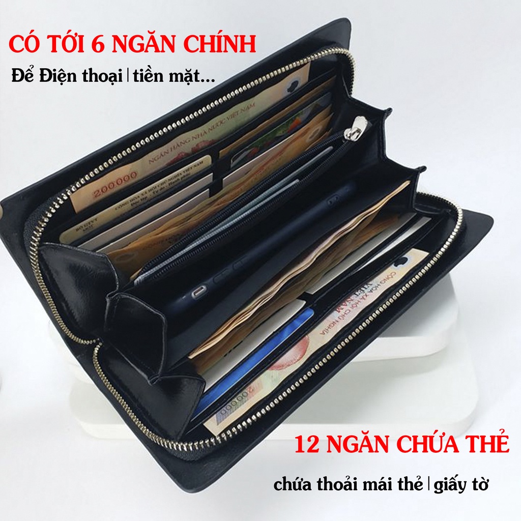 Ví dài nam Bụi Leather C104 da bò mill cao cấp