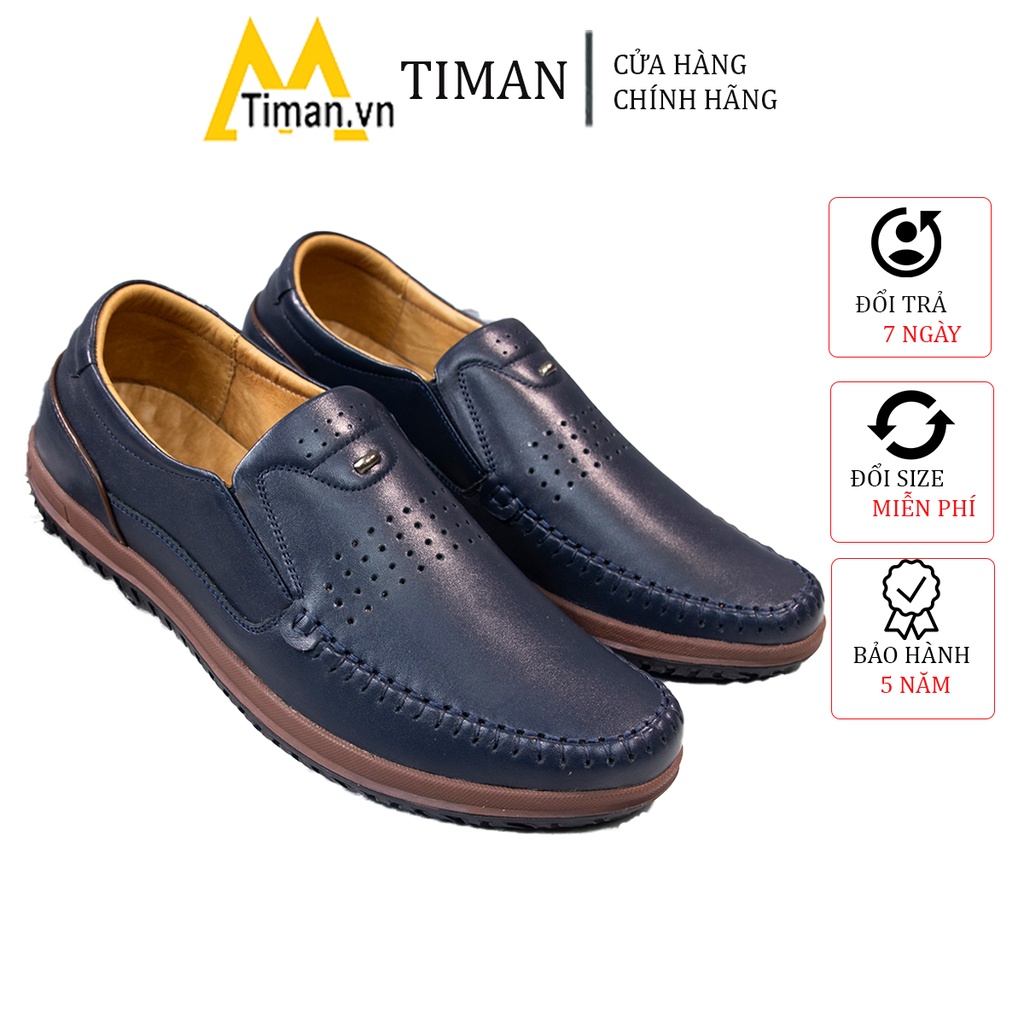 Giày nam lười chất liệu da bò tây đẹp phong cách công sở thiết kế mọi cao cấp bảo hành 5 năm NK90 TIMAN