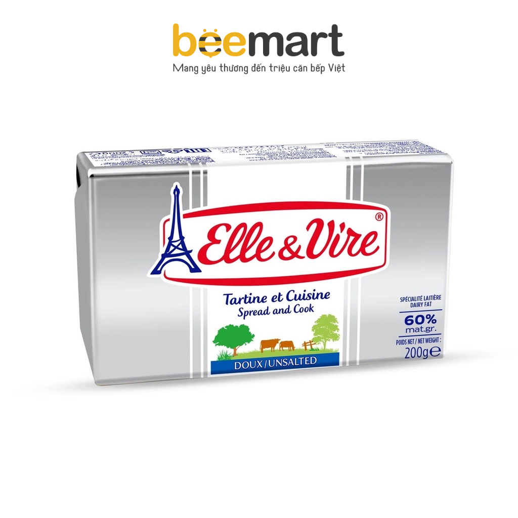 Bơ lạt 60% béo Elle & Vire 200g