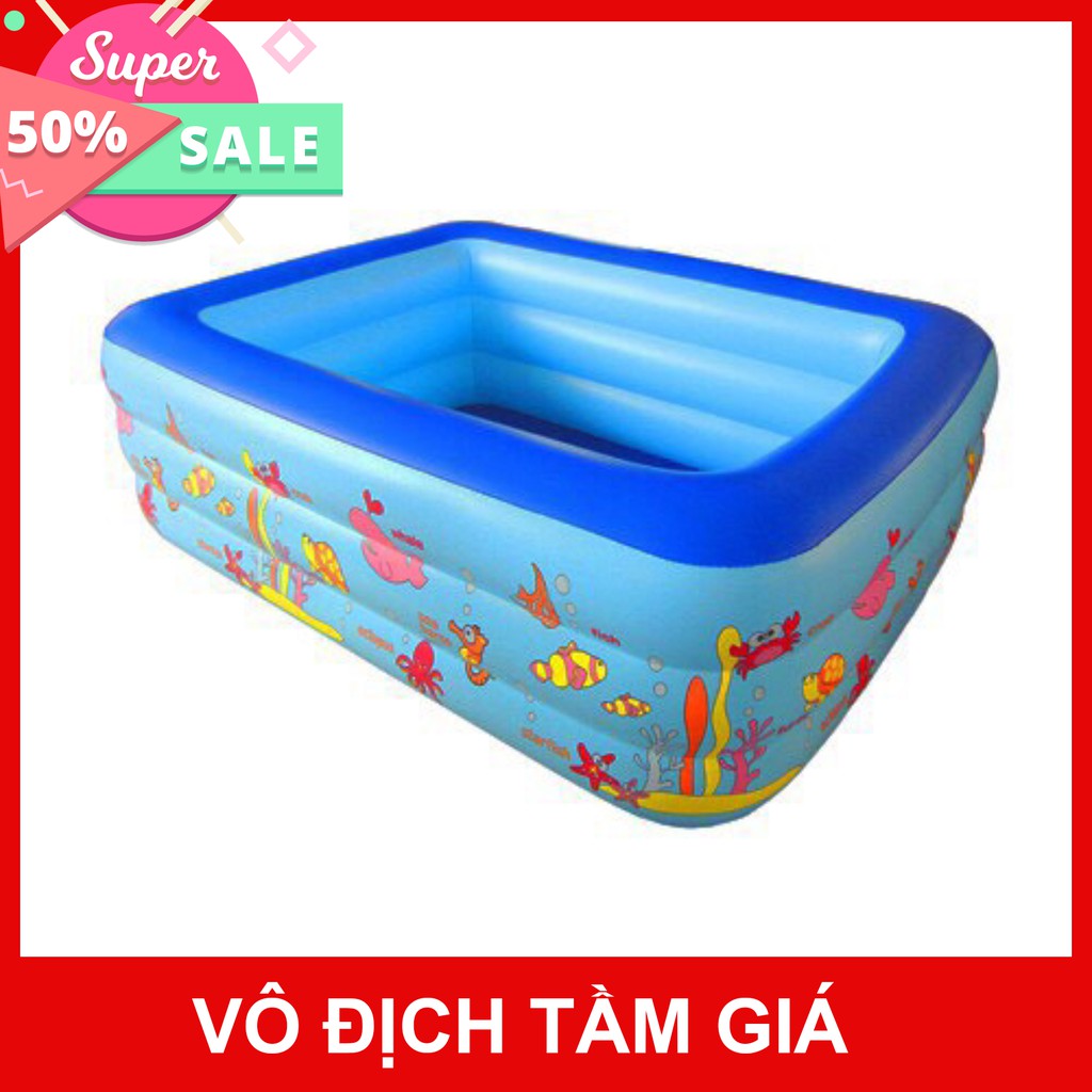 BỂ BƠI PHAO BƠI 3 TẦNG CHỮ NHẬT 1,2M/1,3M/1,5M/1,8M/2,1M + KEO VÁ  giảm giá 50% mua ngay