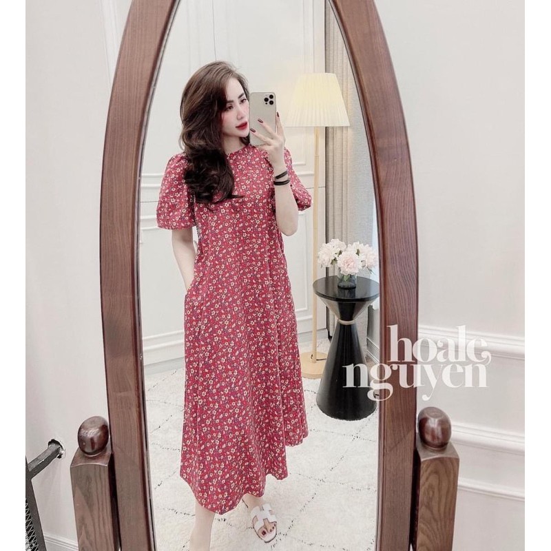 [Mã FATHANG5 giảm 10K đơn 50K] Đầm suông hoa nhí đỏ đô tay bồng🌸Váy maxi hoa đỏ dáng dài🌸{free ship} | BigBuy360 - bigbuy360.vn