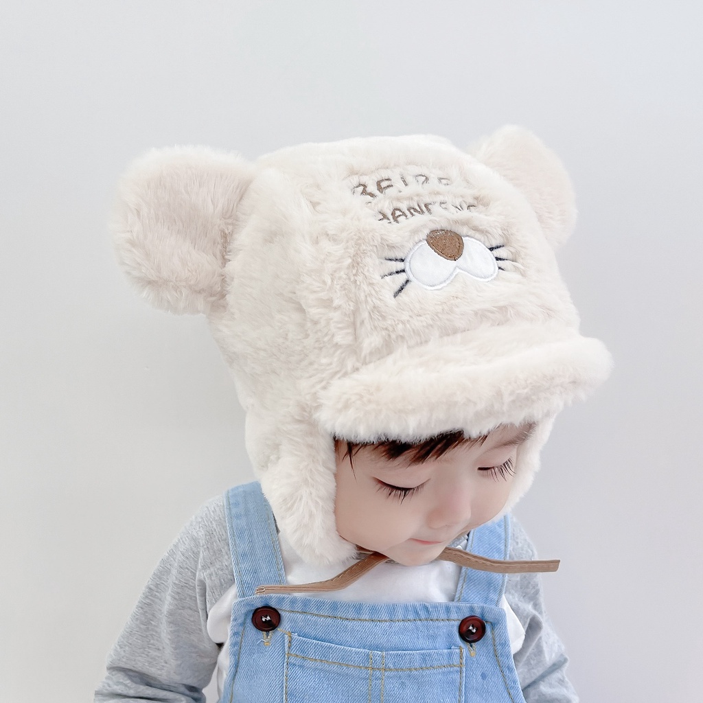 Mũ lông tai gấu đáng yêu lông siêu mượt cho bé từ 6 tháng- 2 tuổi