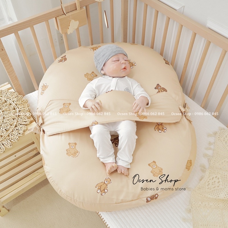 [Tặng kèm túi đựng gối ] Gối đệm chống trào ngược Donodono Hàn Quốc 4 mùa cho bé vỏ 100% cotton chính hãng