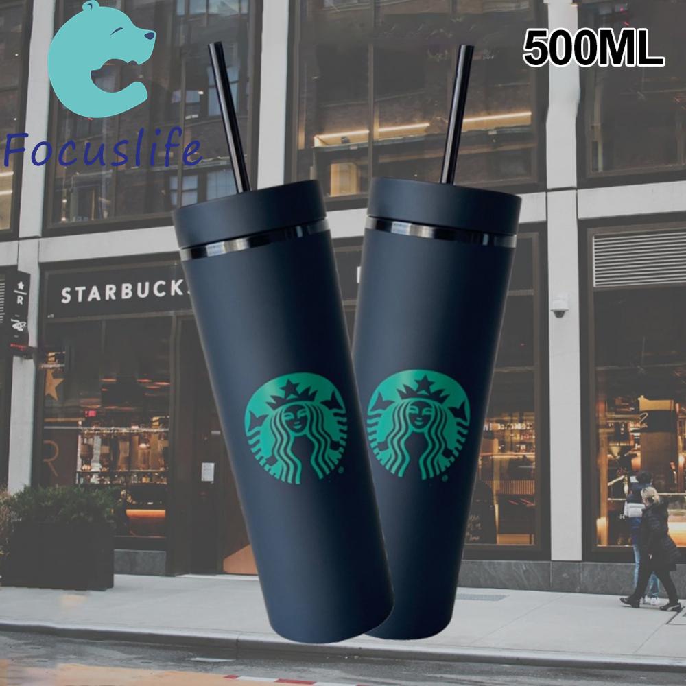 Starbucks double layer frosted straight cup straw cup 500ml high-quality