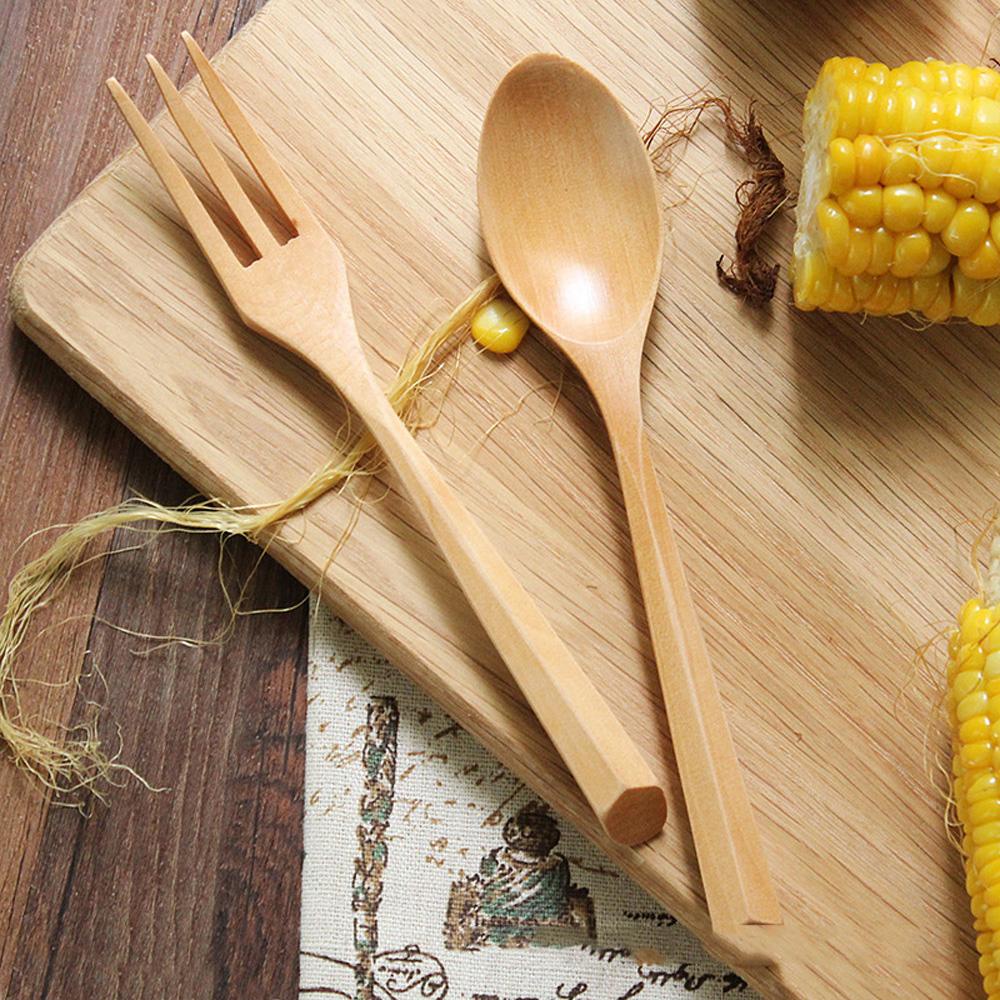AUGUSTINA Muỗng Múc Kem / Salad Cán Gỗ Thiết Kế Độc Đáo Nhỏ Gọn Tiện