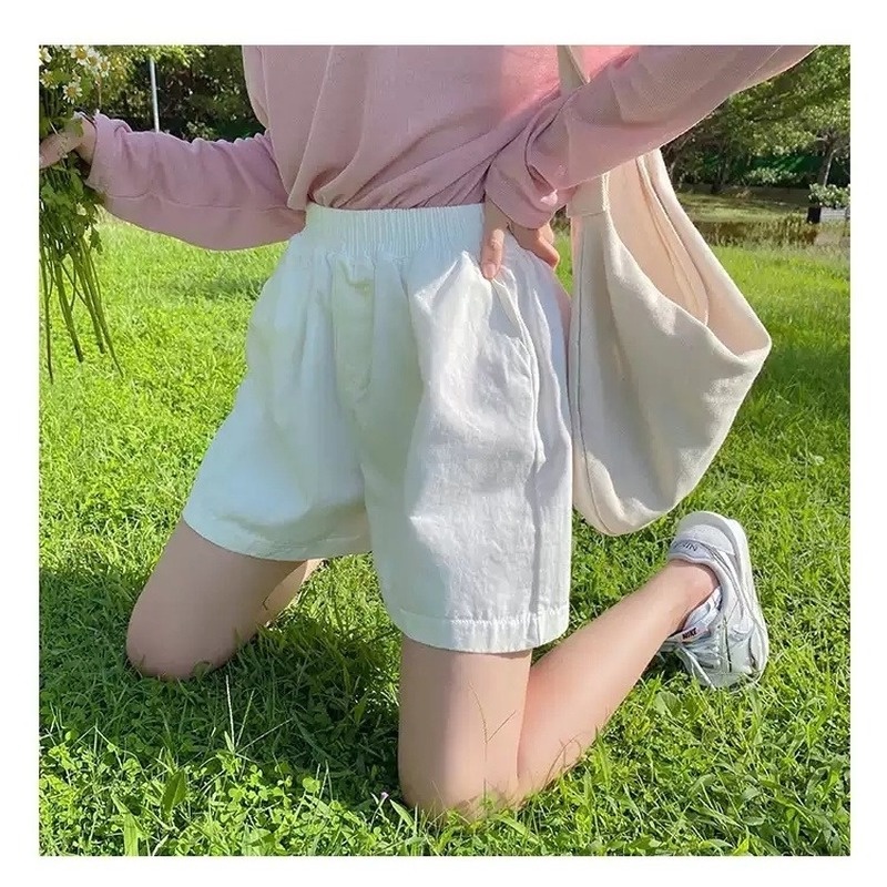 Quần Short Denim Thể Thao Lưng Cao Ống Rộng Thời Trang Mùa Hè Phong Cách Hàn Quốc Cho Nữ