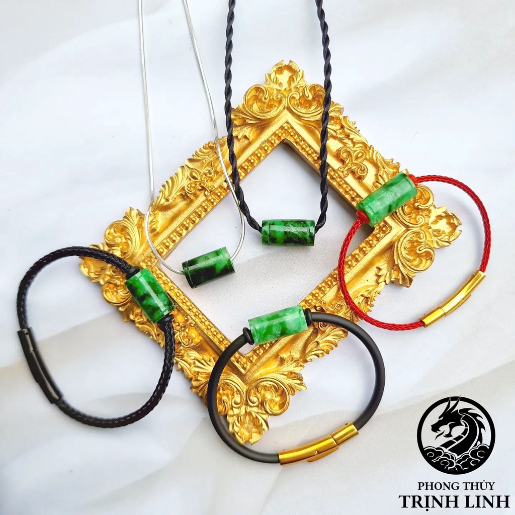 VÒNG TAY LU THỐNG VUÔNG NGỌC C.ẨM TH.ẠCH SƠN THỦY XANH LÁ