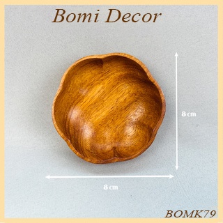 Bát gỗ decor BOMI - Bát gỗ đựng nước chấm hình mai size nhỏ siêu xinh BOMK79