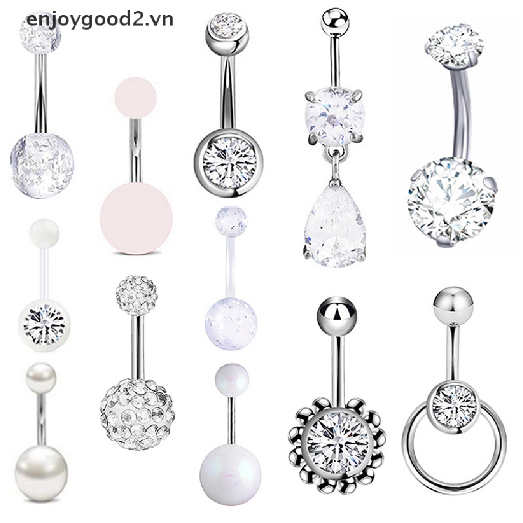 Bộ 12 Khuyên Rốn Đính Đá Pha Lê Thời Trang