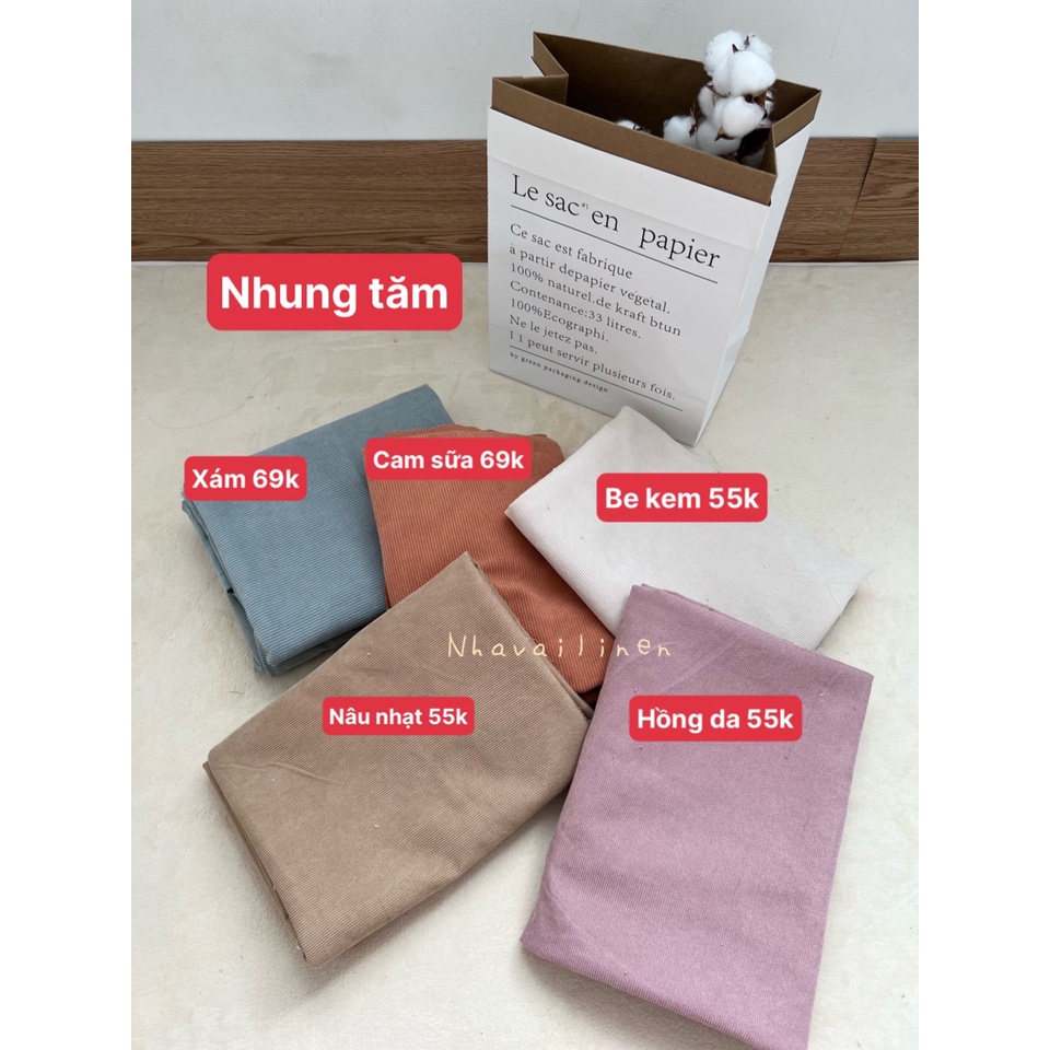 Vải Nhung Tăm Nhà Vải Linen Màu Trơn Đa Dạng Ấm Áp Bền Đẹp Sang Trọng Thời Trang Dễ Phối Đồ