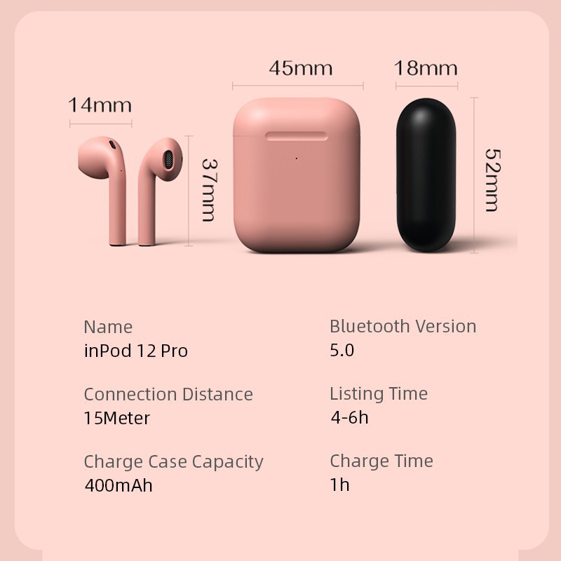 Tai nghe bluetooth không dây TWS nút cảm ứng âm thanh HIFI có mic đàm thoại