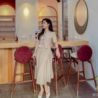 Đầm nữ, váy nữ thiết kế TWINS STORE gồm áo peplum mix chân váy xòe, cực tôn dáng sang chảnh - S138