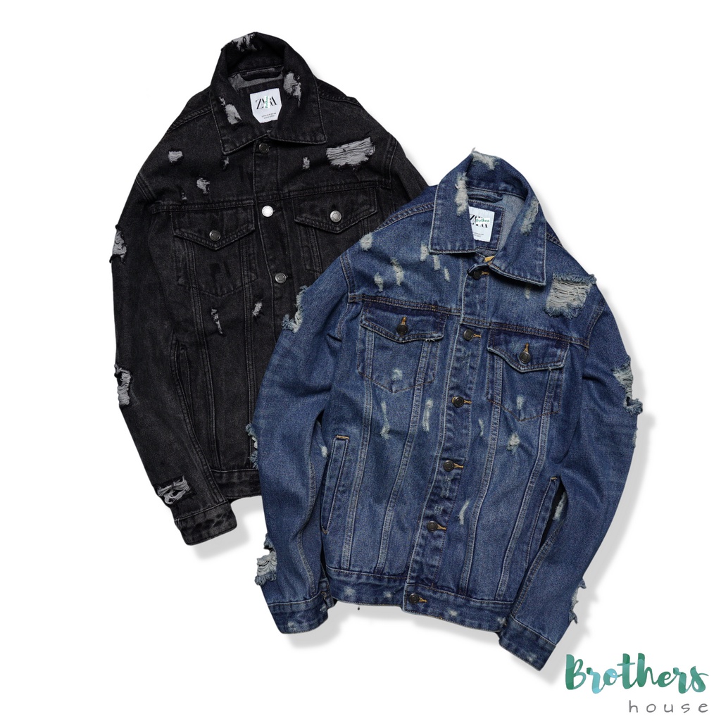 |Xịn| Áo khoác denim/jean nam rách Zara, mặc cực thích, vải đẹp lắm nha