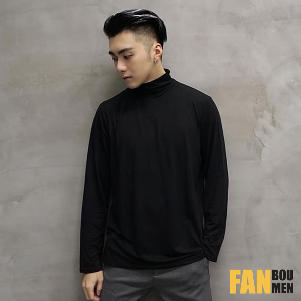 Áo Thun Nam Cotton Cổ Lọ Cao 4 Phân Tay Dài | BigBuy360 - bigbuy360.vn