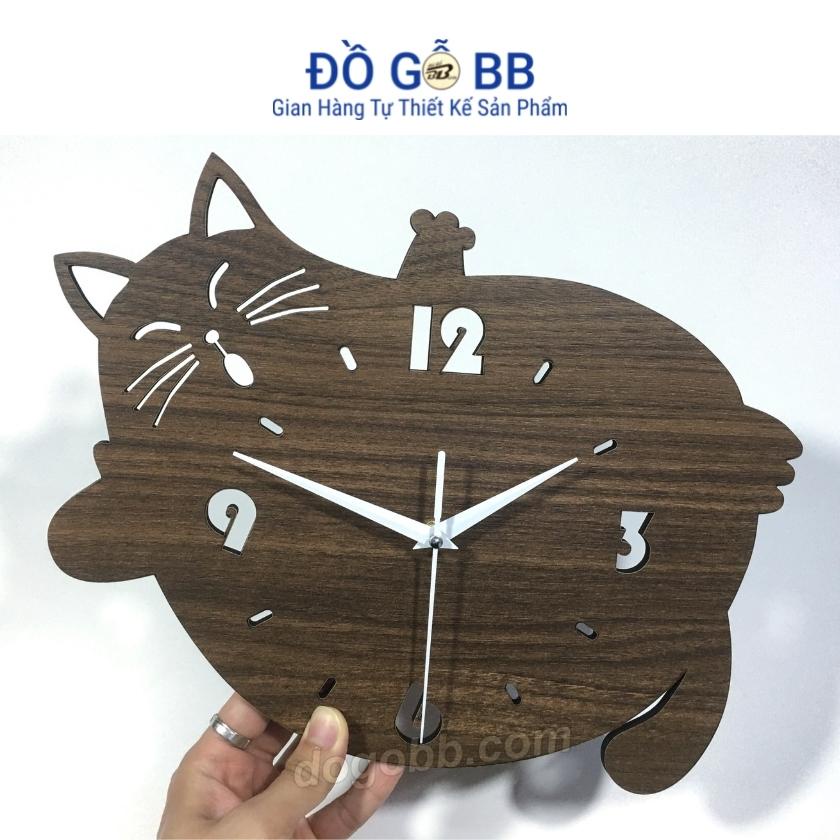 27x33cm Mèo Lười Đồng Hồ Treo Tường Giá Rẻ Hình Mèo Phim Hoạt Hình Ma Mút Cho Trẻ Em Đẹp Bằng Gỗ Trang Trí - Đồ Gỗ BB