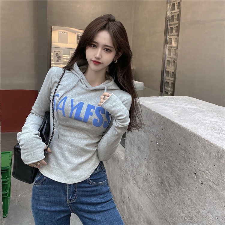 Áo thun COZOKC tay dài có mũ trùm đầu kiểu dáng thể thao