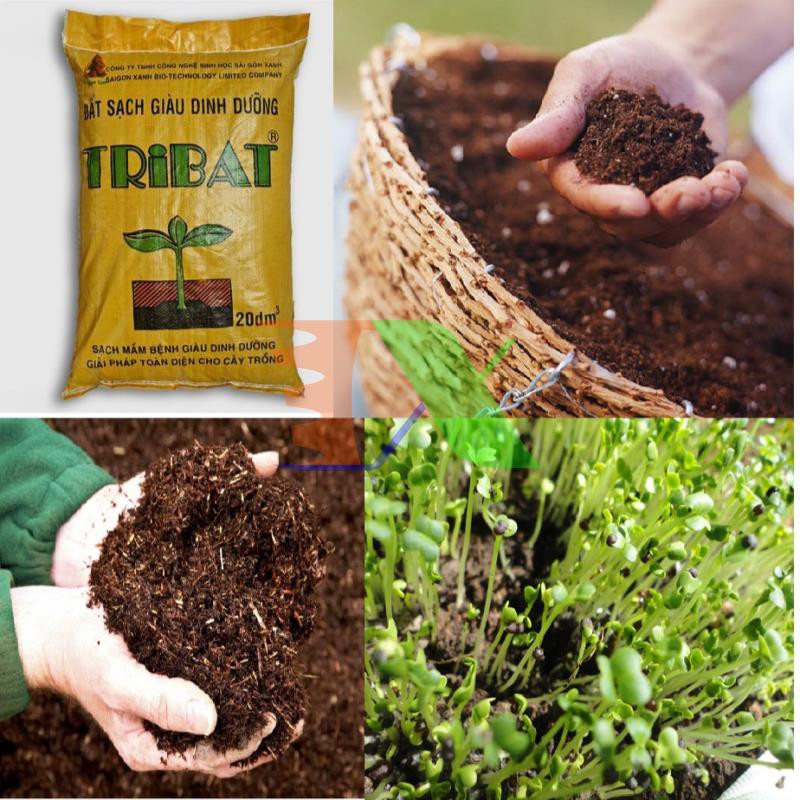 Đất Tribat dinh dưỡng 20dm3, Đất trồng cây có kèm phân bón, Trồng rau mầm, Rau, Hoa