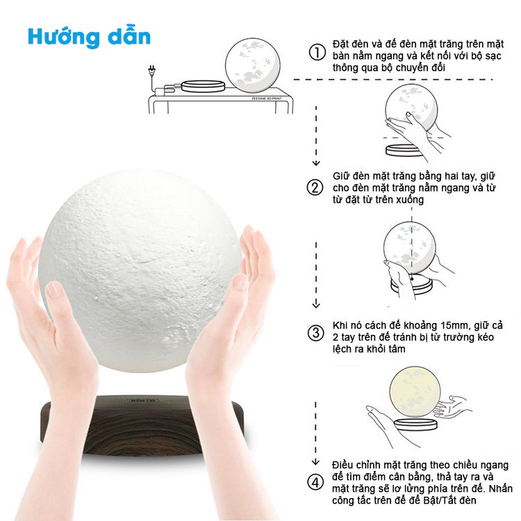 Quả Cầu Mặt Trăng Bay Lơ Lửng Trang Trí Phòng Làm Việc - Phòng Ngủ  )