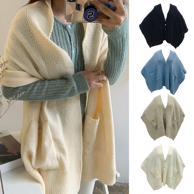 Khăn choàng dệt kim màu trơn phối túi trước thời trang mùa đông cho nữ
 | BigBuy360 - bigbuy360.vn