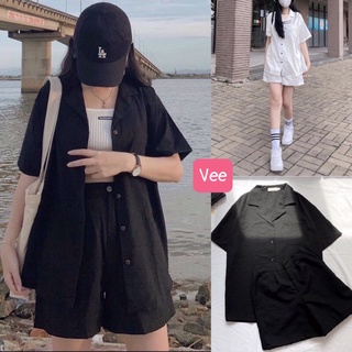 Bộ đũi 2 món blazer đùi oversize mặc mùa hè style hàn quốc/ Set áo sơ mi cộc tay kèm quần đùi ống rộng 2 màu unisex