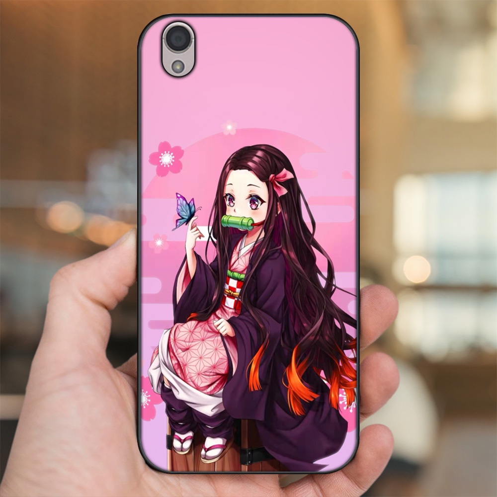Ốp lưng Oppo A37 Neo 9, F1 Plus viền đen in hình Nezuko Kimetsu no Yaiba