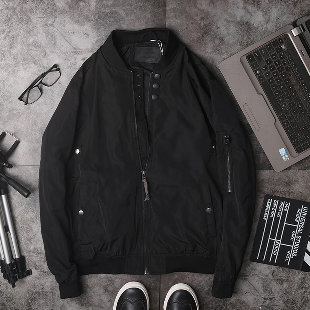 Áo khoác gió nam Bomber vnxk all saints  trơn màu xuất dư