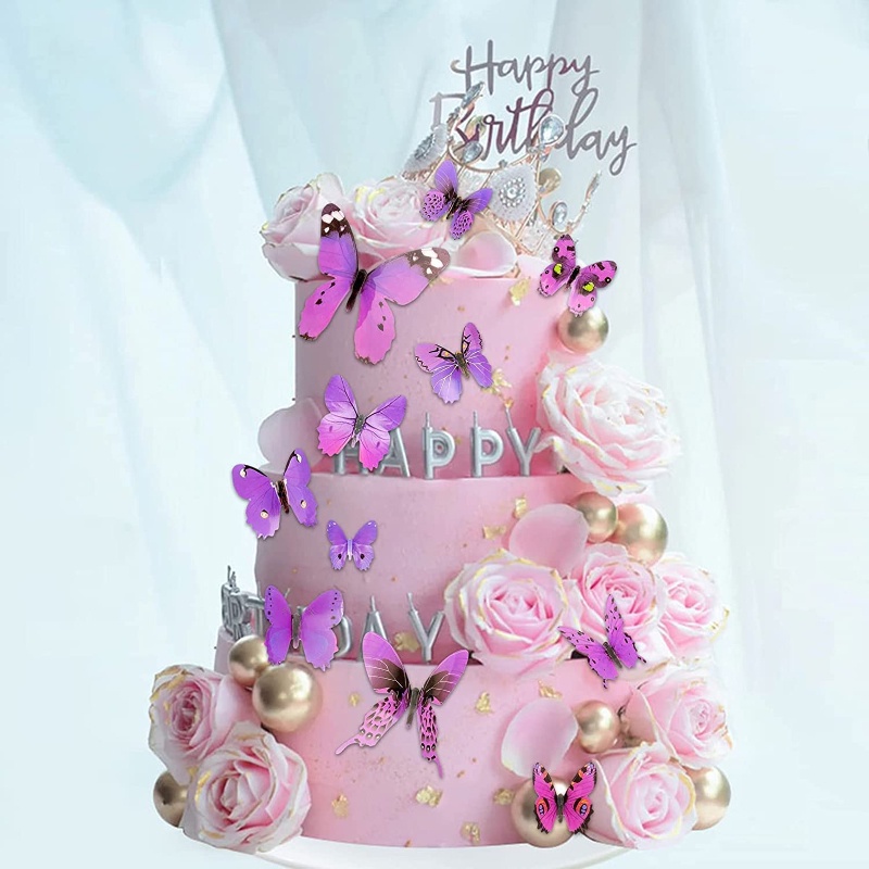 Set 12 Bươm Bướm 3D Nhân Tạo Dán Trang Trí Tủ Lạnh Đẹp Mắt