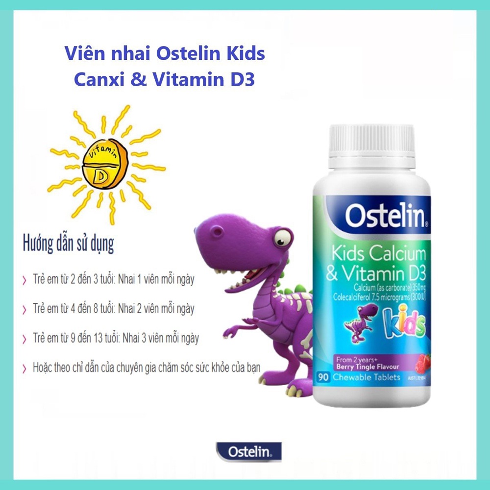 Canxi Ostelin khủng long viên cho bé - Ostelin Kids Calcium & Vitamin D3 90 viên
