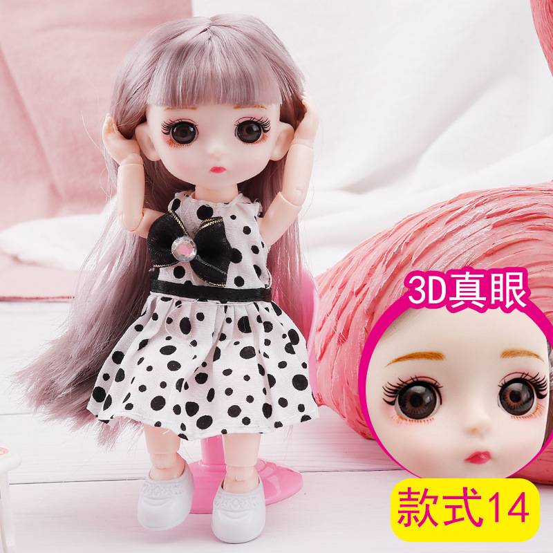 Bộ Búp Bê Barbie 3d Mắt Và 13 Khớp Nối Dài 17cm