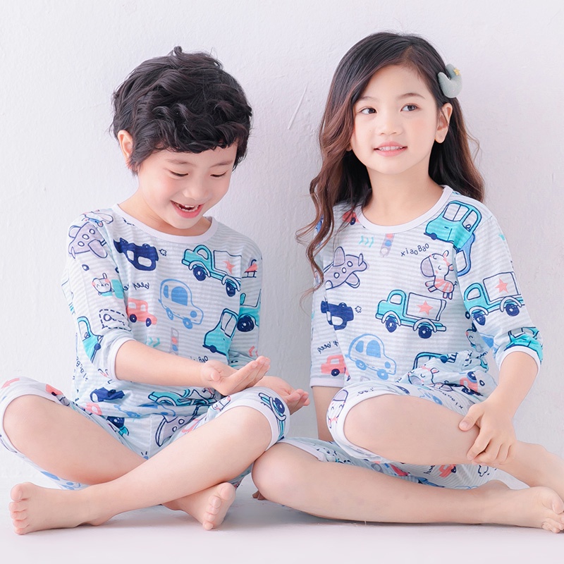 Bộ Đồ Ngủ Cotton Tay 3 / 4 90-150cm Thời Trang Xuân Hè Cho Bé Gái