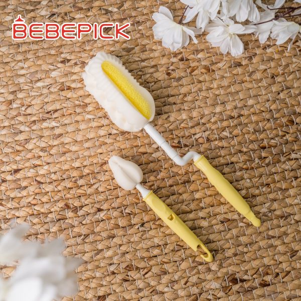 Bộ chổi cọ bình sữa và núm ti silicon/ mút xốp bọt biển Bebepick