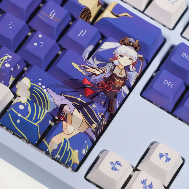 Genshin Impact Keycap Nhân vật năm sao Chủ đề Kamisato Ayaka Trò chơi trực tuyến Anime PBT Thuốc nhuộm Thăng hoa Bàn phím cơ Keycap 104 Phím