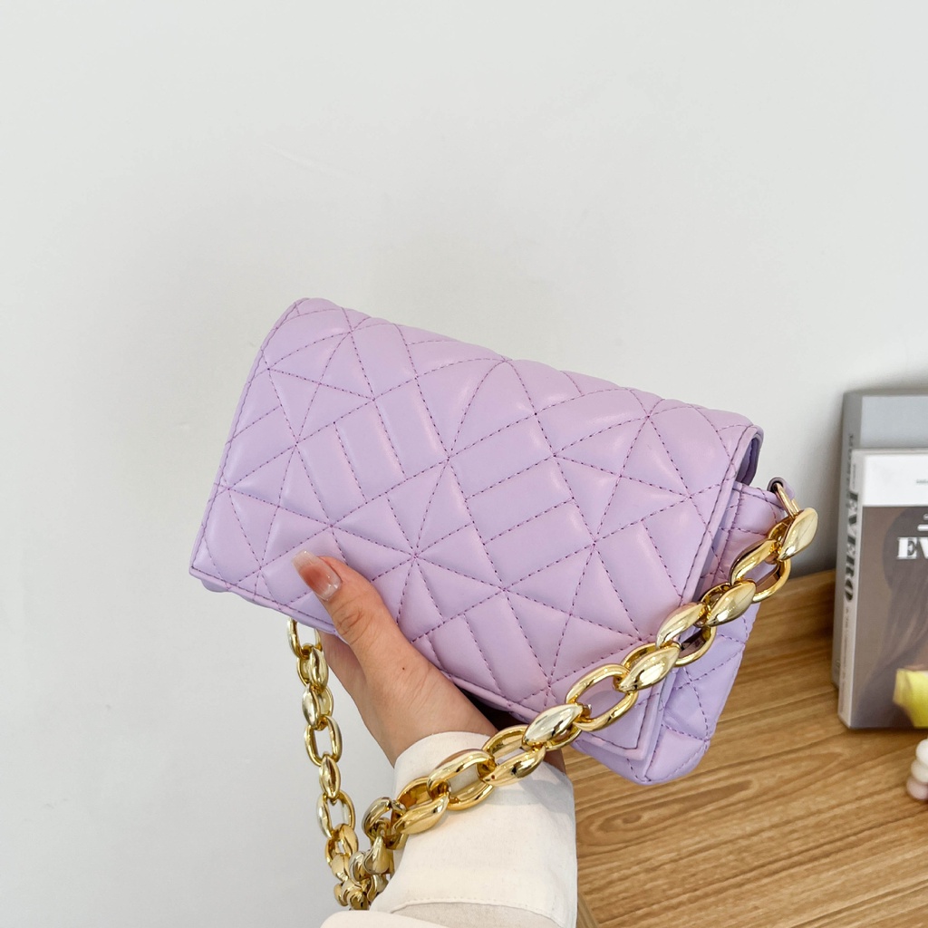 Túi đeo dưới cánh tay Hình Vuông Nhỏ Màu Sắc Tương Phản Phong Cách Hàn Quốc 2021 Thời Trang