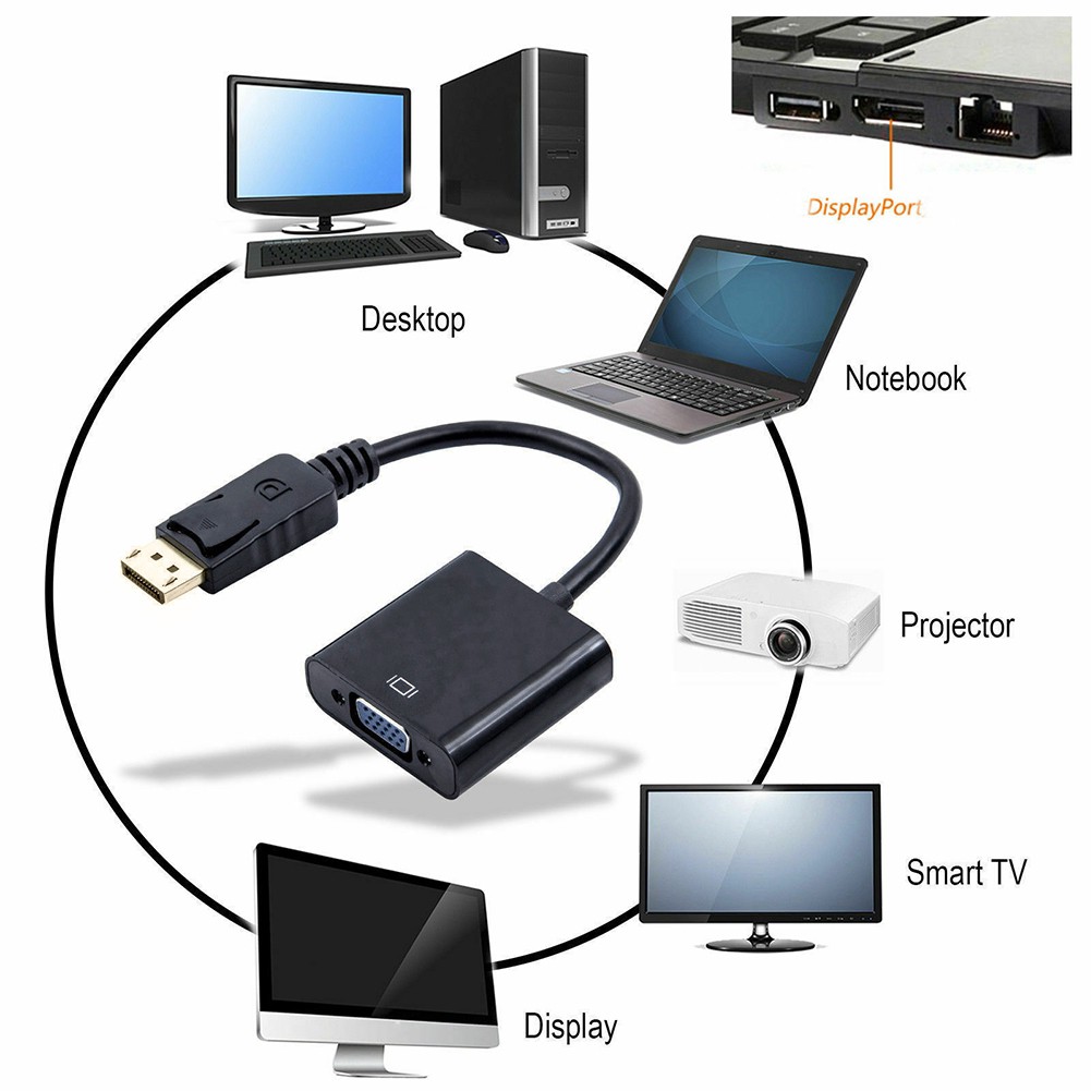 DisplayPort DP Male to VGA Female Adapter Converter Cable for PC Projector TV