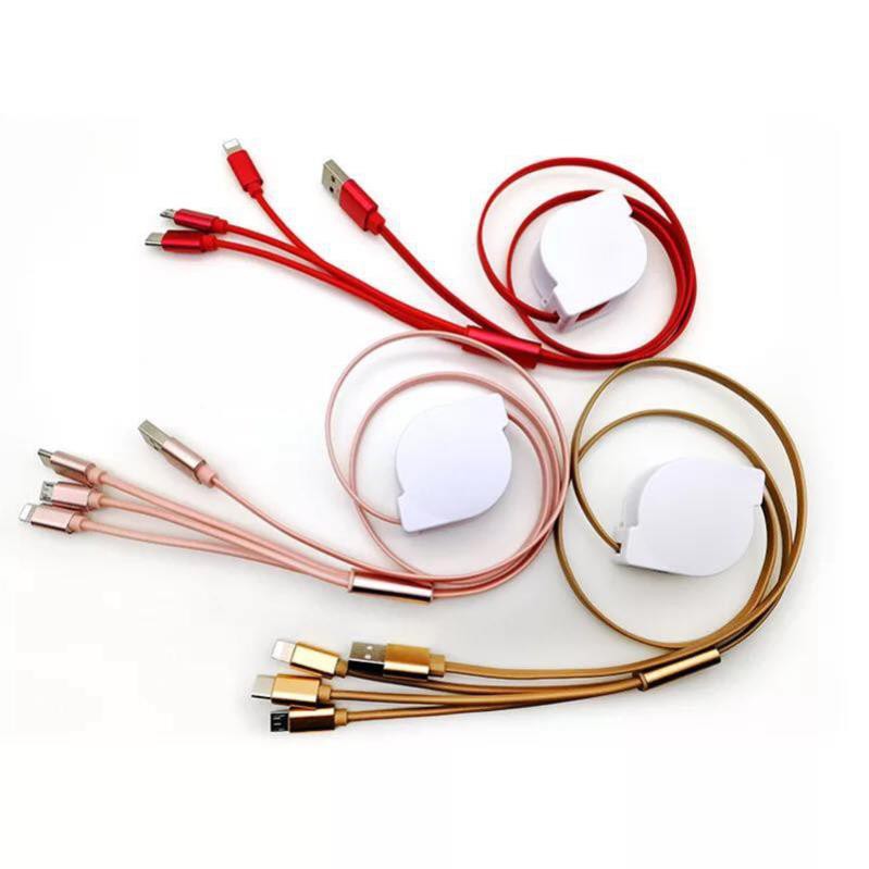 tkdc ( nhatlinh886) Sạc dây rút Đa Năng 3 Đầu Giao Màu Ngẫu Nhiên - gọn nhẹ ( Tongkhodochoilc)