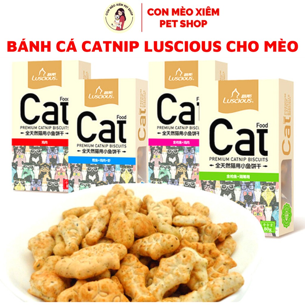 Bánh thưởng cho mèo Luscious 80g, thức ăn vặt dinh dưỡng cho mèo con lớn nhỏ Con Mèo Xiêm