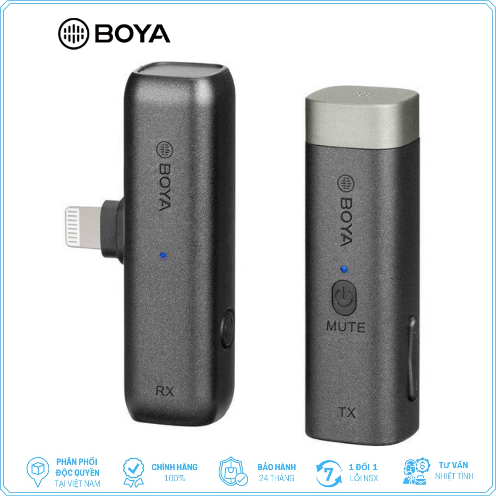 BOYA BY-WM3D - Mic thu âm không dây dành cho thiết bị iOS (iPhone cổng Lightning), Cameras (2.4 GHz)