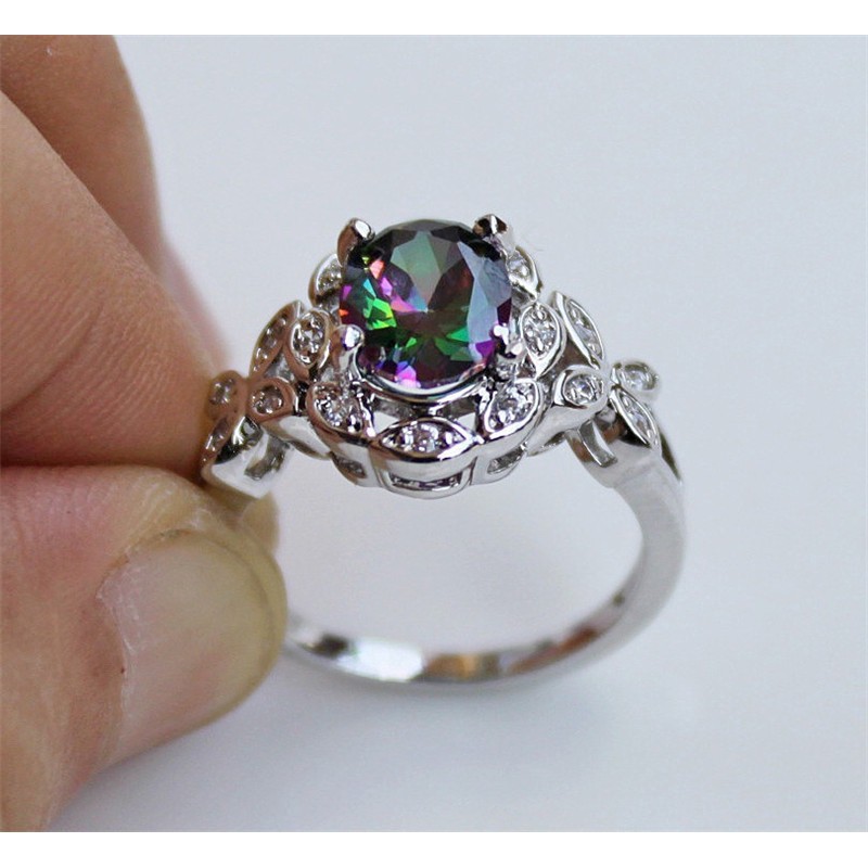 Nhẫn Mạ Bạc Hình Bướm Đính Đá Lấp Lánh