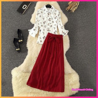Set đầm chiffon in hoa thời trang