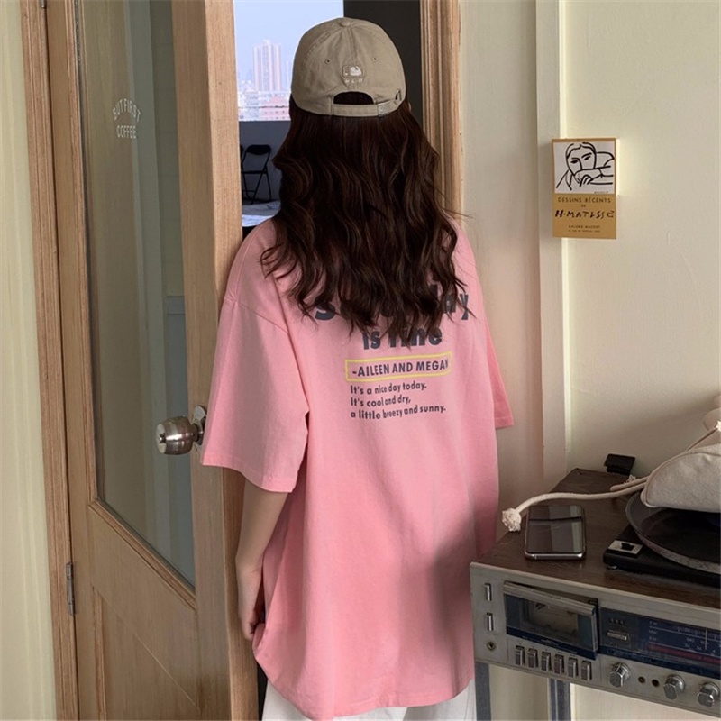Áo Thun Ngắn Tay Dáng Rộng In Họa Tiết Xinh Xắn Theo Phong Cách Mùa Hè Hàn Quốc Dành Cho Nữ