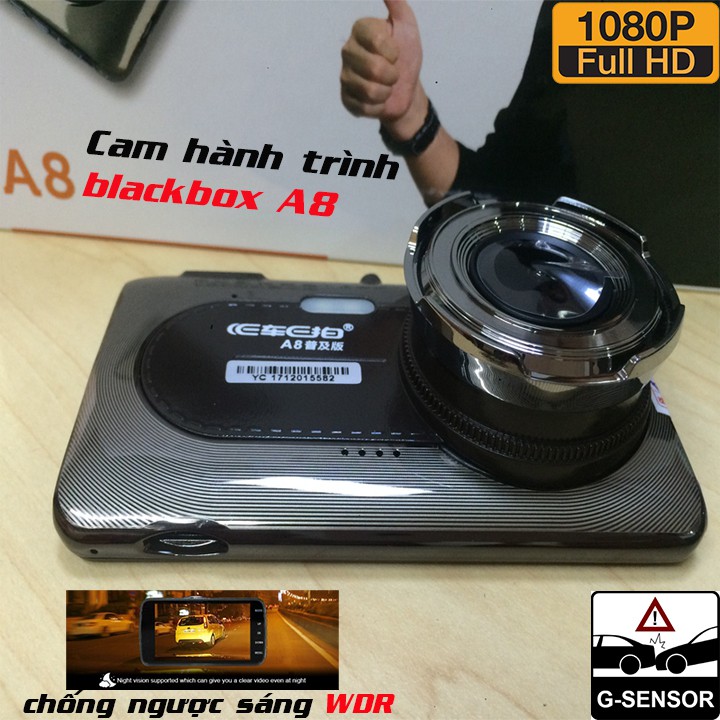 Camera hành trình A8 1080 dual cam góc quay rộng