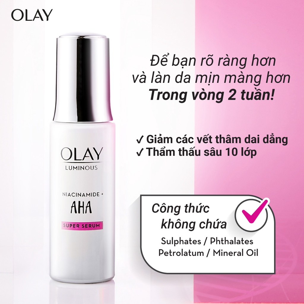 Combo 2 OLAY Siêu Tinh Chất Ngừa Lão Hóa Luminous Niacinamide Kết Hợp AHA 30ML Và Kem Dưỡng Ban Ngày Regenerist 50G