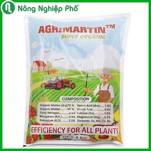 Phân Hữu Cơ Cao Cấp Agrimartin Bổ Sung Dinh Dưỡng Cải Tạo Đất Cây Trồng, Rau Sạch, Hoa, Củ Quả