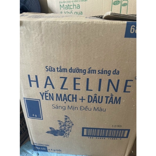 12 Gói Sữa Tắm Hazeline Dưỡng Ẩm Sáng Da Yến Mạch và Dâu Tắm Matcha